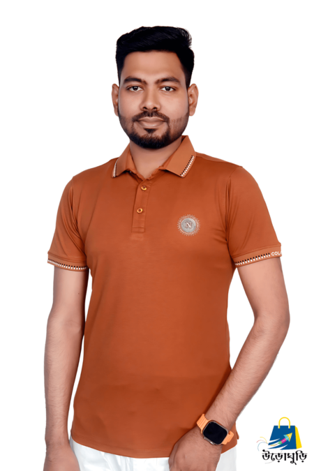 Brick Orange Color Half Sleeve Cotton Polo Shirt