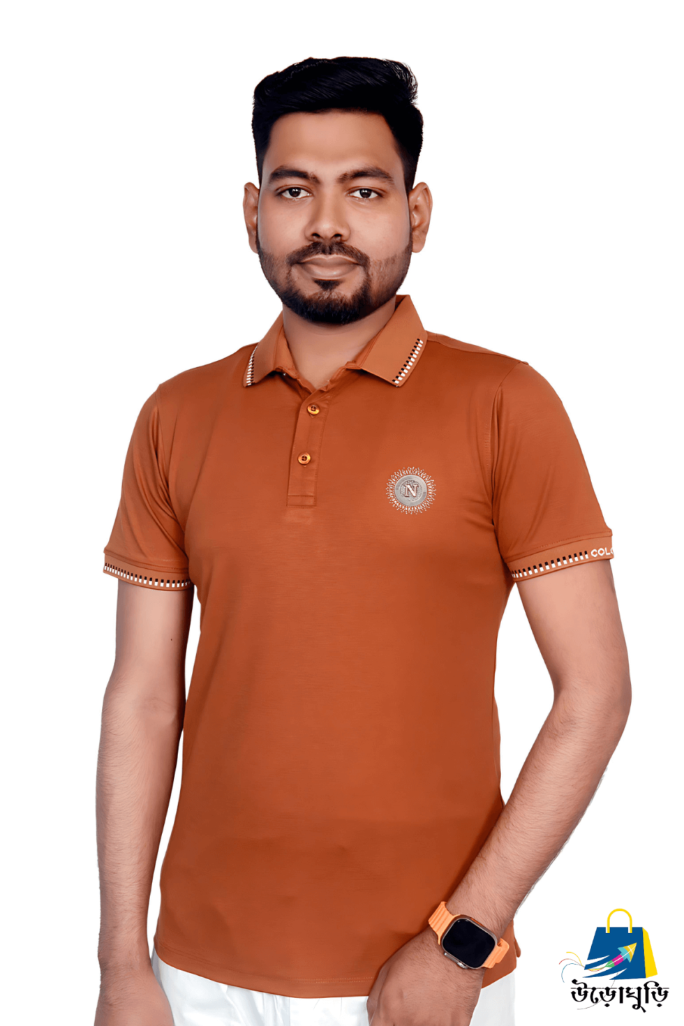 Brick Orange Color Half Sleeve Cotton Polo Shirt