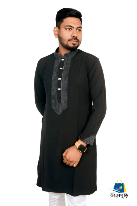 Black Color Premium Quality Panjabi With Embroidered. Black color Panjabi, Embroidery Panjabi